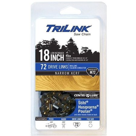 TRILINK SAW CHAIN Trilink Saw Chain CL25072NKTL2 Narrow Kerf Chain Saw - 0.050 in. - 72 Drive Links CL25072NKTL2